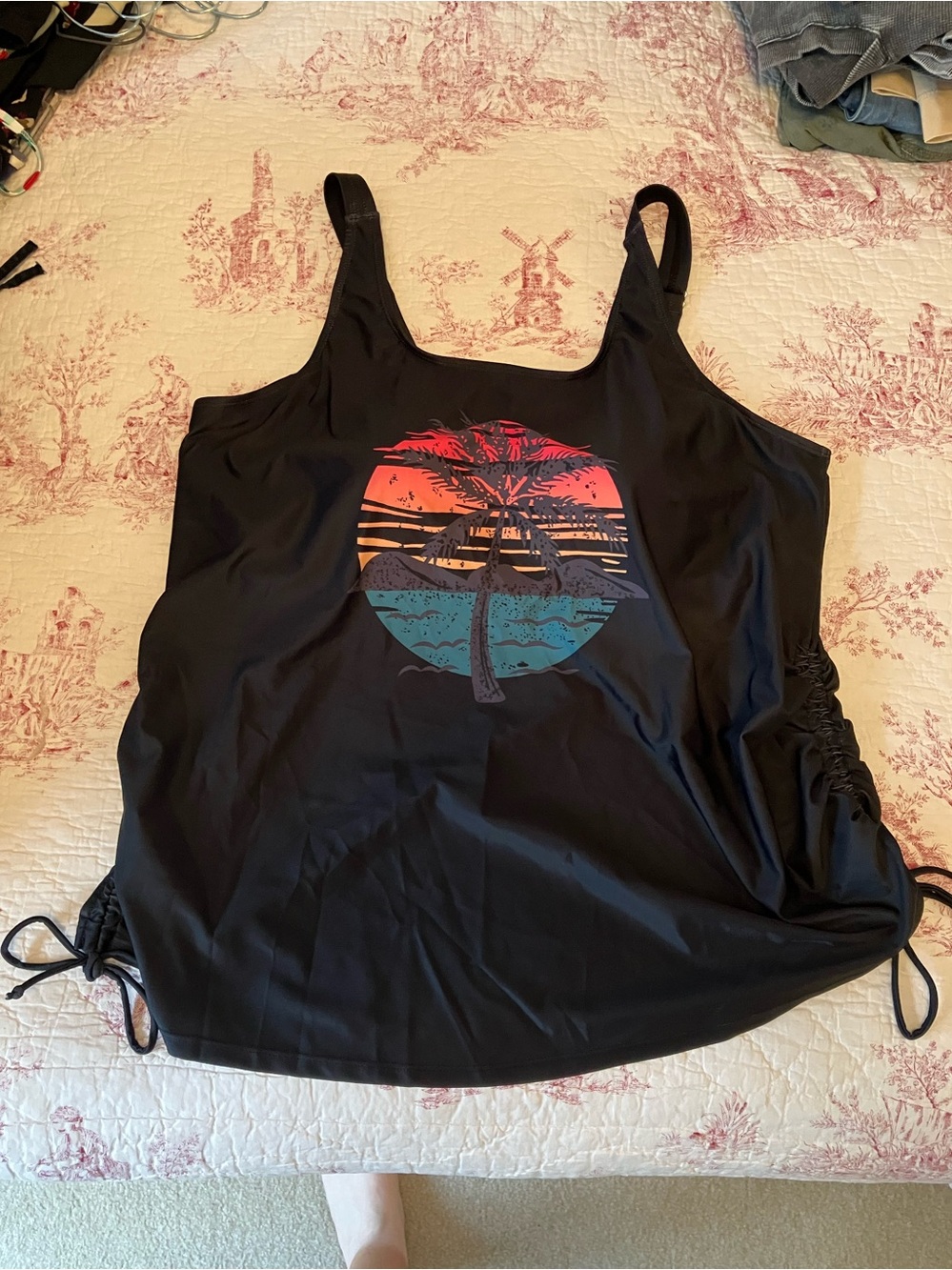 BloomChic Island Print Adjustable Swim Top